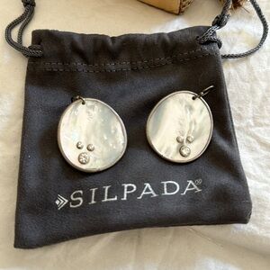 Silpada 925 Sterling Silver Mother of Pearl Cubic Zirconia Earrings CZ